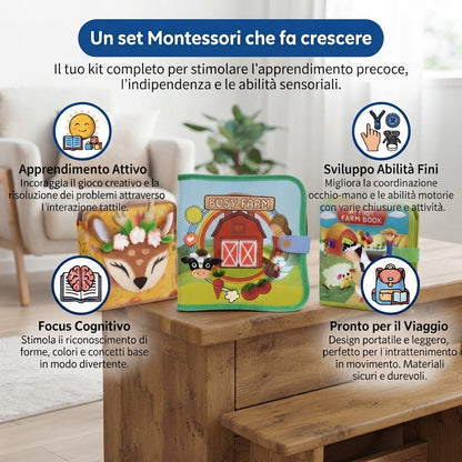 Kidsilia™   Set Montessori 3 Pezzi: Libri Gioco e Storie per Imparare